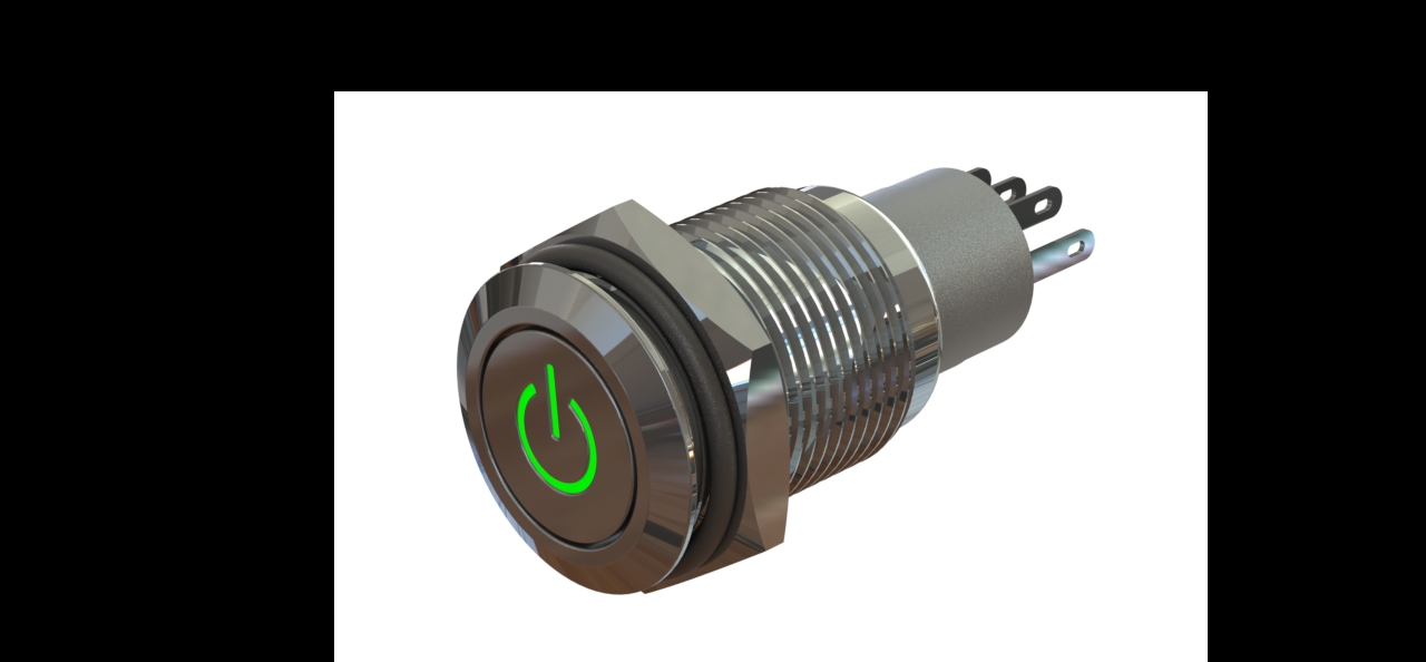 金属带锁16mm LED照明电源按钮开关